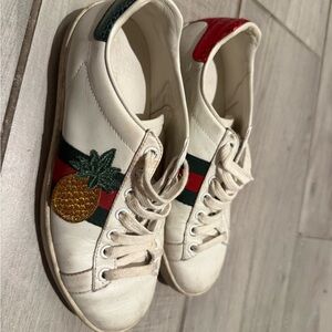 Gucci White Sneakers with Pineapple Design
